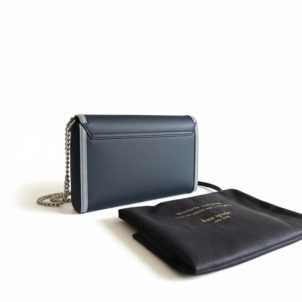 Kate Spade Bow Crossbody Navy Blue Saffiano Leather NWOT Dust Bag - Picture 7 of 13